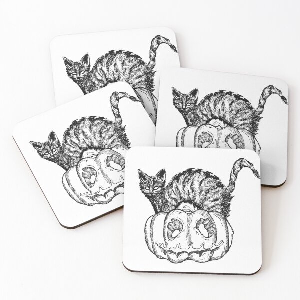 Item preview, Cat & Pumpkin | Gothic Halloween Art | Spooky Illustration designed and sold by Half Mess.