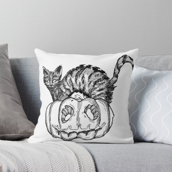 Item preview, Cat & Pumpkin | Gothic Halloween Art | Spooky Illustration designed and sold by Half Mess.