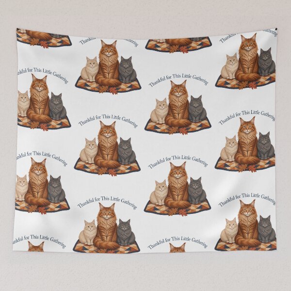 Item preview, Maine Coon Thanksgiving Cat with a Cozy Feline Gathering designed and sold by PurrBloom Studio.