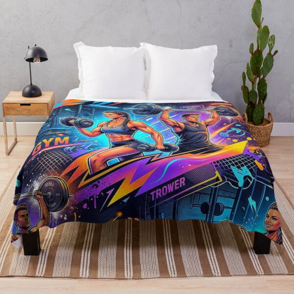 Item preview, Dynamic Cyberpunk Neon Gym Workout Pattern - Motivational Colorful Fitness Energy Art. designed and sold by Giulivo Store Graphic.