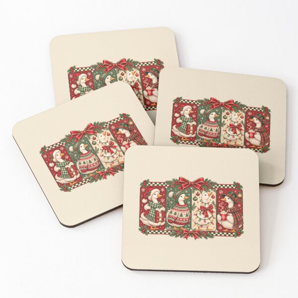 Item preview, Christmas Geese Vintage Storybook Four Panel Festive Winter Art designed and sold by AmiGraph.