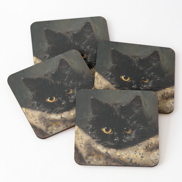 Item preview, Black cat vintage oil designed and sold by LeAllureVintage.