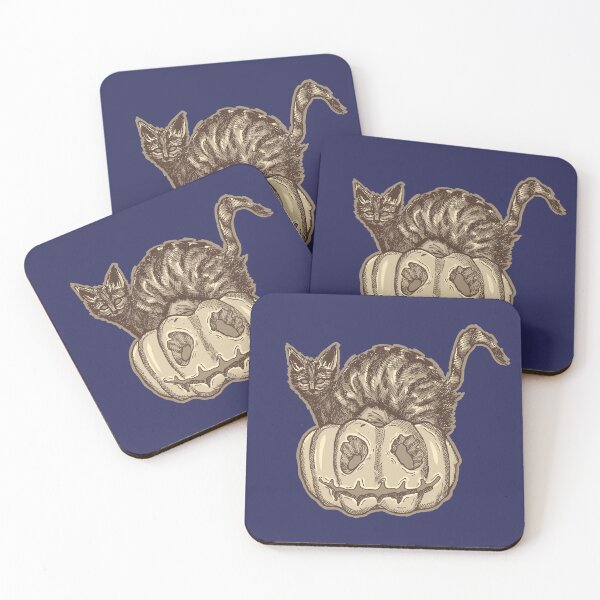 Item preview, Cat & Pumpkin | Gothic Halloween Art | Spooky Illustration designed and sold by Half Mess.