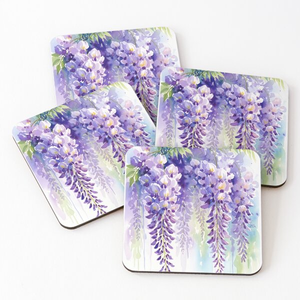 Item preview, Cascading Purple Wisteria with Soft Watercolor Drips designed and sold by VelloomStore.