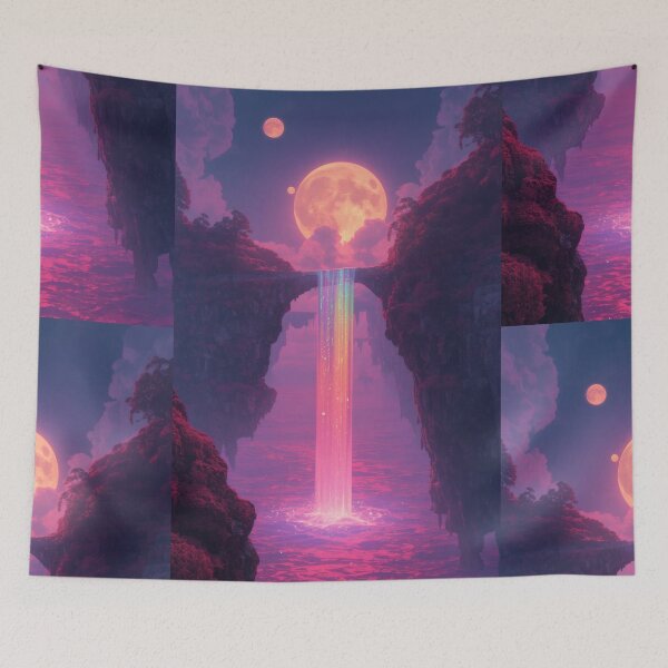 Item preview, Rainbow Waterfall Between Canyon Moons Sunset designed and sold by monkeybusiness.pt.