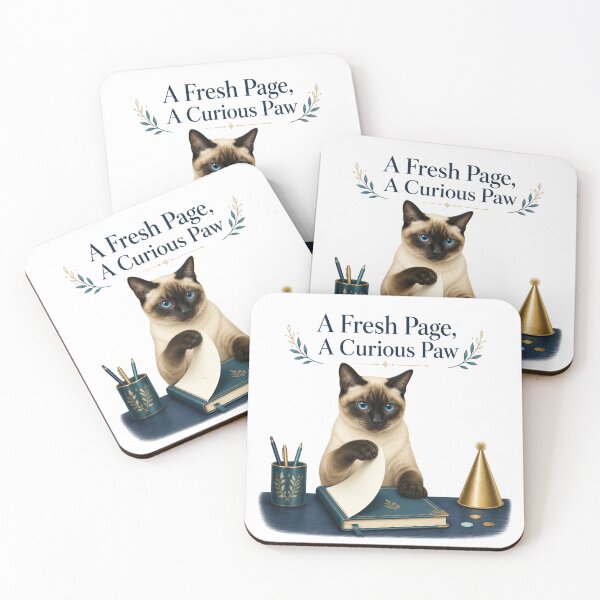 Item preview, Siamese New Year Cat Opening a Fresh Notebook designed and sold by PurrBloom Studio.