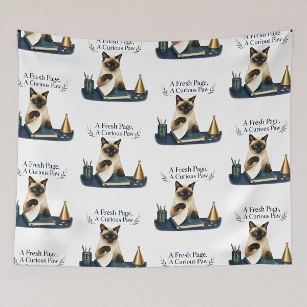 Item preview, Siamese New Year Cat Opening a Fresh Notebook designed and sold by PurrBloom Studio.
