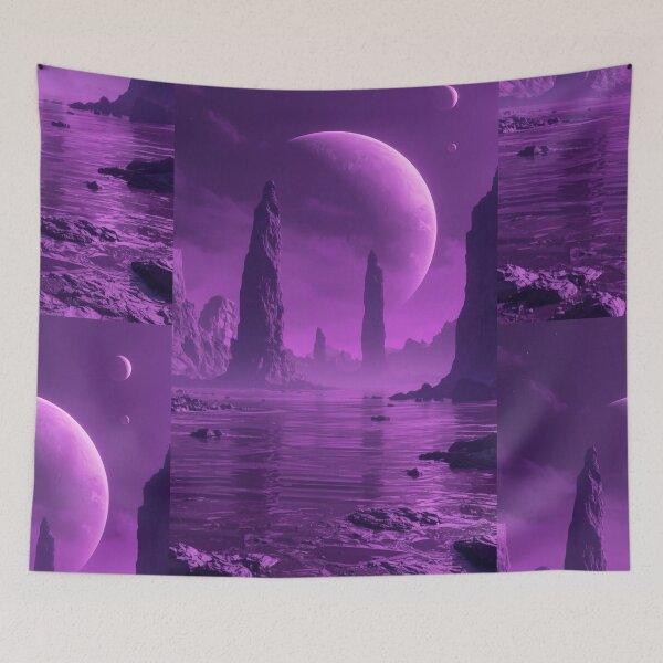 Item preview, Purple Alien Planet Spires Under Giant Moon designed and sold by monkeybusiness.pt.