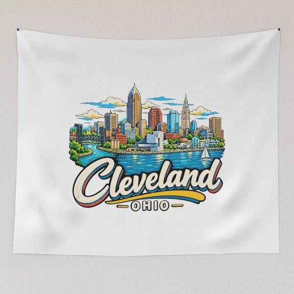 Item preview, Hand Drawn Cleveland Ohio Travel Souvenir Landmark Gift designed and sold by MichaeIRellov.