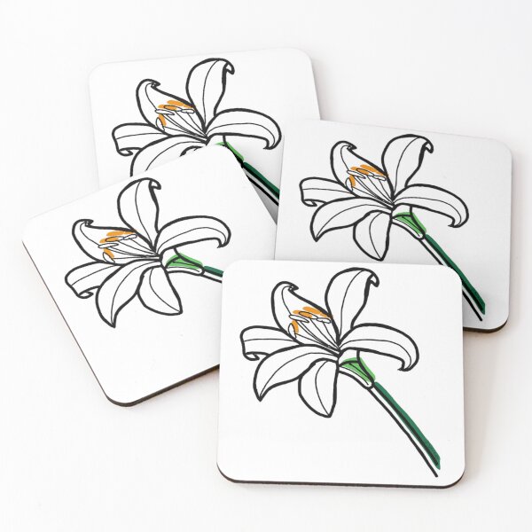 Item preview, Lily Flower Line Art with Green Stem and Orange Pollen designed and sold by Dyche Studio.