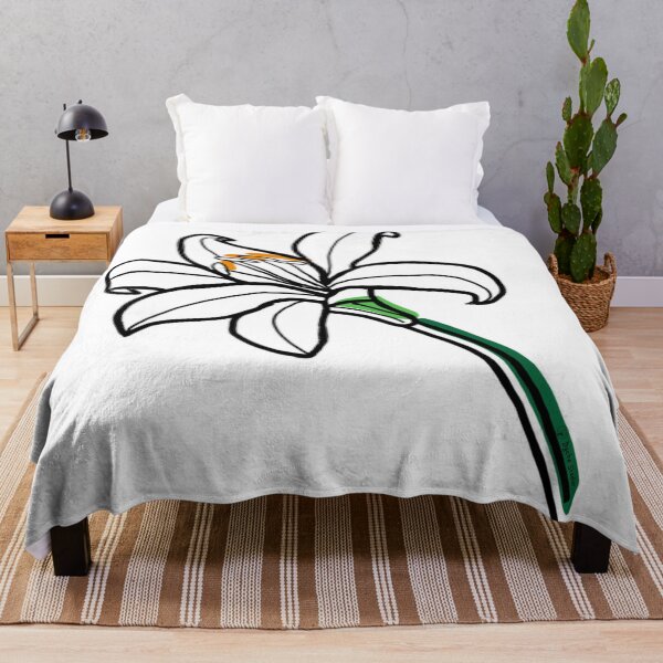 Item preview, Lily Flower Line Art with Green Stem and Orange Pollen designed and sold by Dyche Studio.