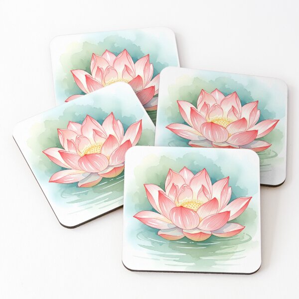 Item preview, Coral Pink Lotus Floating on Calm Green Water designed and sold by VelloomStore.