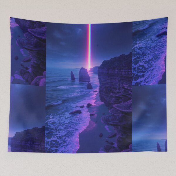 Item preview, Rainbow Beacon Over Purple Ocean Cliffs designed and sold by monkeybusiness.pt.
