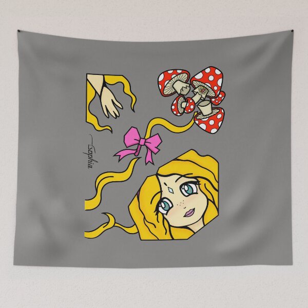 Item preview, Whimsical Mushroom Blonde Girl Kawaii Art-93 designed and sold by HeidrunFreun.