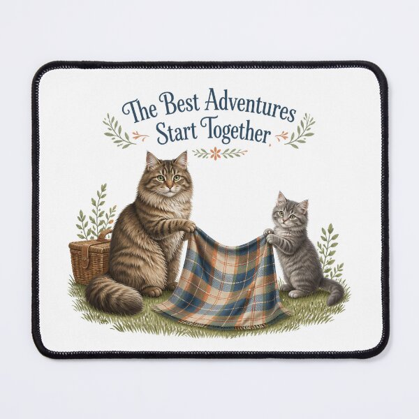 Item preview, Siberian Father’s Day Cat and Kitten on a Picnic Outing designed and sold by PurrBloom Studio.