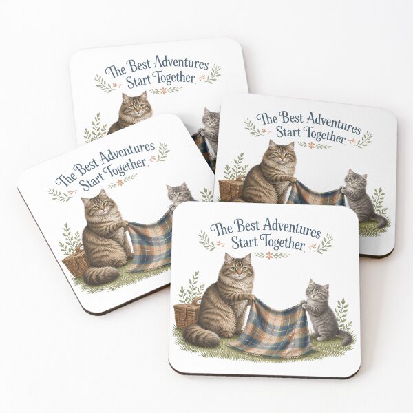 Item preview, Siberian Father’s Day Cat and Kitten on a Picnic Outing designed and sold by PurrBloom Studio.