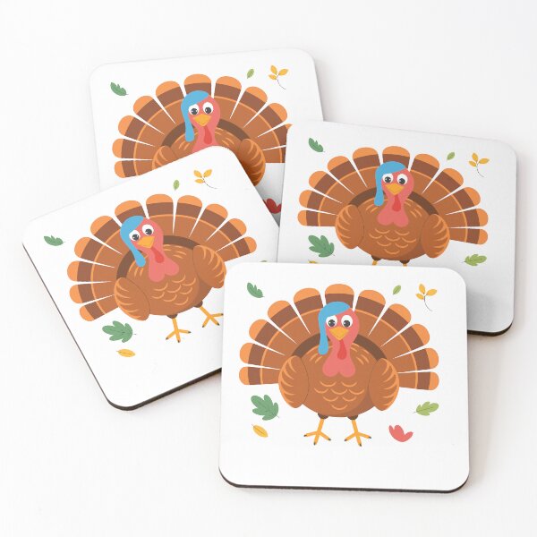 Item preview, Cute Front Facing Thanksgiving Turkey with Blue Feather and Leaves designed and sold by Affiliora.