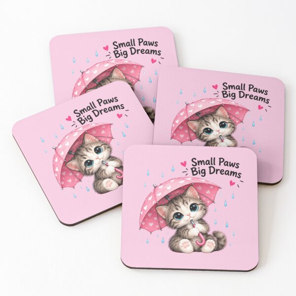Item preview, Small Paws Big Dreams Kawaii Gray Kitten Umbrella designed and sold by MushArtist.