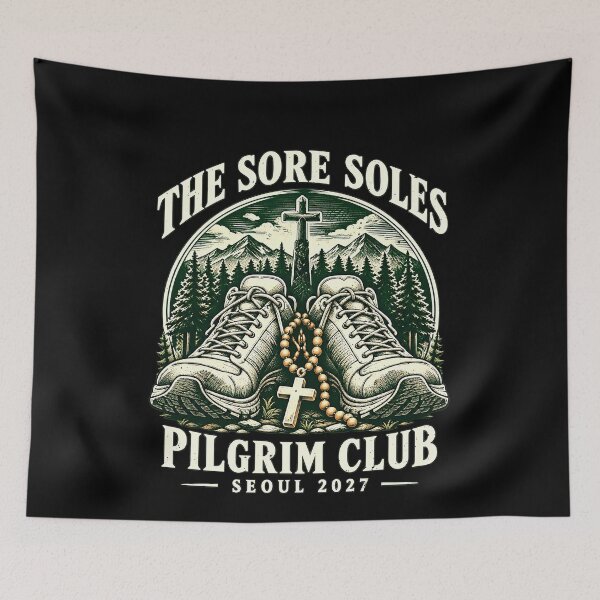 Item preview, Sore Soles Pilgrim Club for World Youth Day Seoul 2027 designed and sold by elderberry.