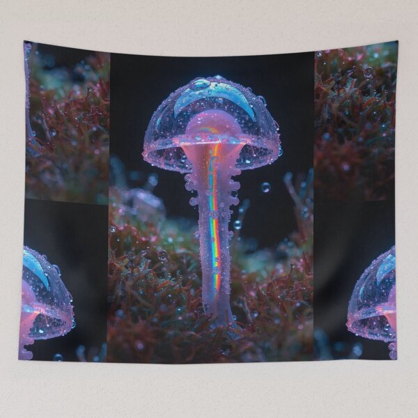 Item preview, Translucent Glass Mushroom With Rainbow Stem designed and sold by monkeybusiness.pt.