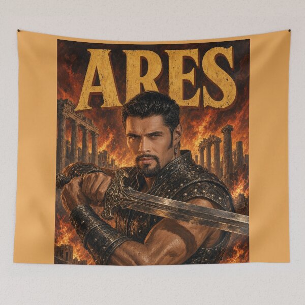 Item preview, Ares Sword Master - Retro Fantasy Epic Poster Art designed and sold by ElvisVintagePosters.