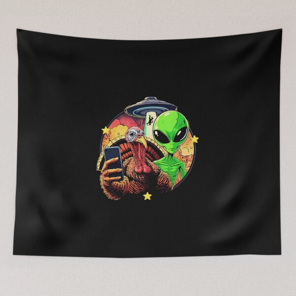 Item preview, Funny Thanksgiving Alien Invasion Turkey Ufo Selfie designed and sold by saljajkpann.