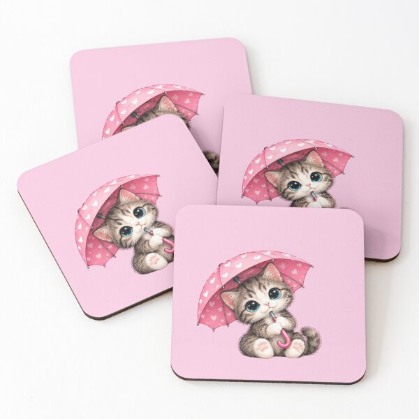 Item preview, Small Paws Big Dreams Kawaii Gray Kitten Umbrella designed and sold by MushArtist.