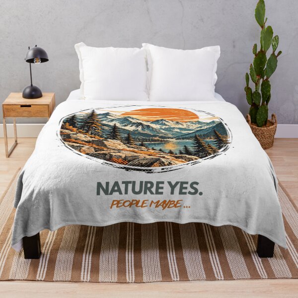 Item preview, Nature Yes People Maybe – Retro Mountain Hiking & Introvert Humor designed and sold by Terannart.