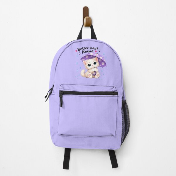 Item preview, Better Days Ahead Kawaii Cream Kitten with Purple Umbrella designed and sold by MushArtist.