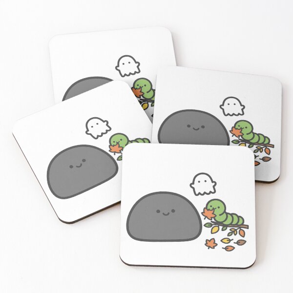 Item preview, Cute Black Cat Ghost Caterpillar Friend Fall Kawaii Sticker designed and sold by xiaoxiaochibi.