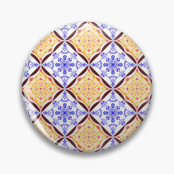 Item preview, Blue and Gold Ornamental Tile Pattern – Vintage Geometric Floral designed and sold by manisall.