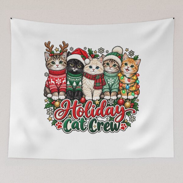 Item preview, Cute Christmas Cats Holiday Cat Crew designed and sold by LandFinStudio.