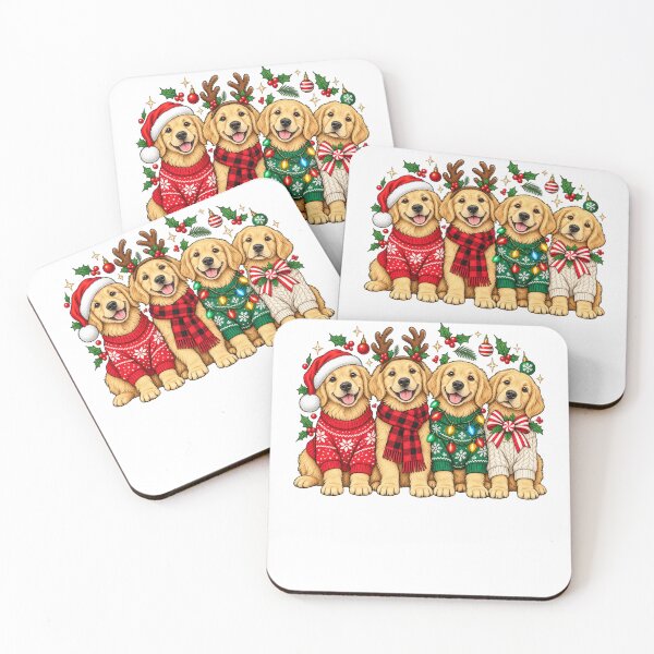 Item preview, Christmas Golden Retriever Puppies designed and sold by LandFinStudio.