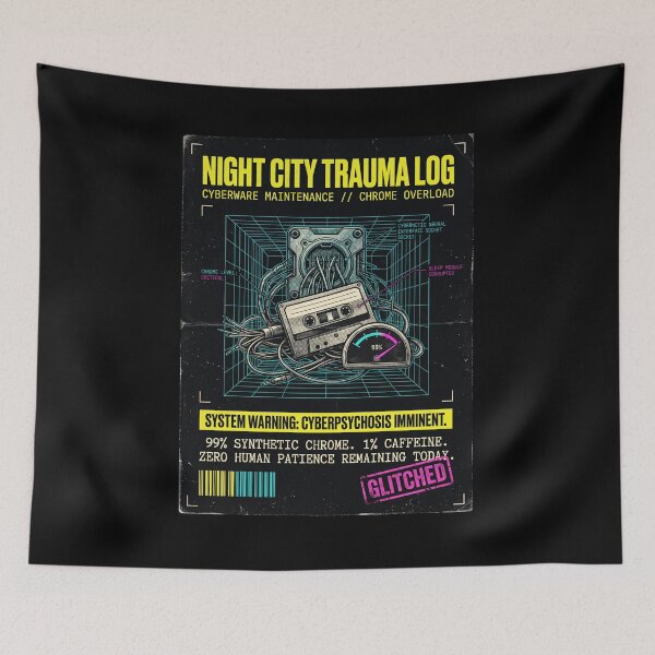 Item preview, Night City Trauma Log Cyberware Chrome Overload Sci-Fi Parody designed and sold by Mircea786.
