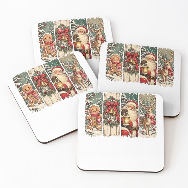 Item preview, Vintage Christmas Santa Reindeer Gingerbread Art designed and sold by LandFinStudio.