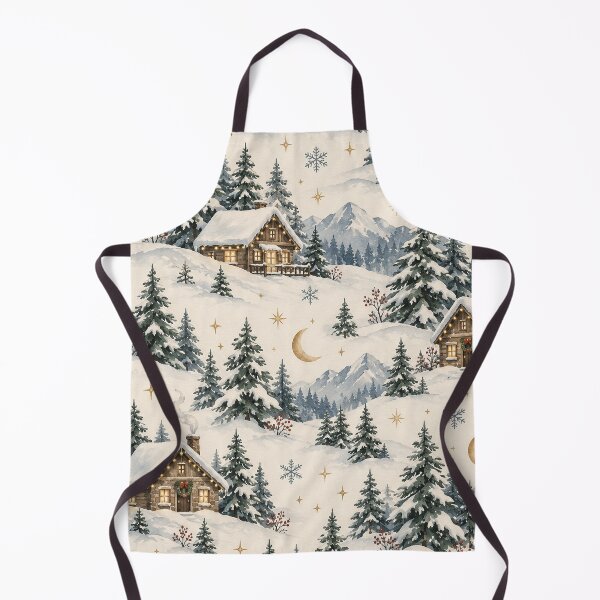 Item preview, Cozy Watercolor Winter Cabin Mountain Pattern designed and sold by Glottopia.