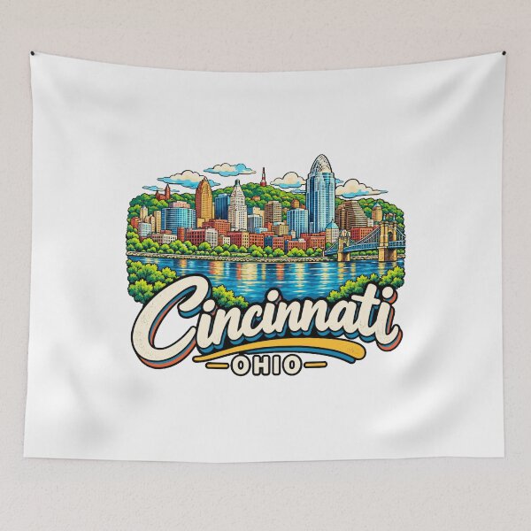 Item preview, Hand Drawn Cincinnati Ohio Travel Souvenir Landmark Gift designed and sold by MichaeIRellov.