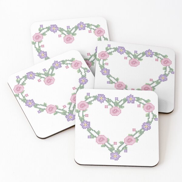 Item preview, Floral Cross Stitch Heart designed and sold by Officialgrannychic.
