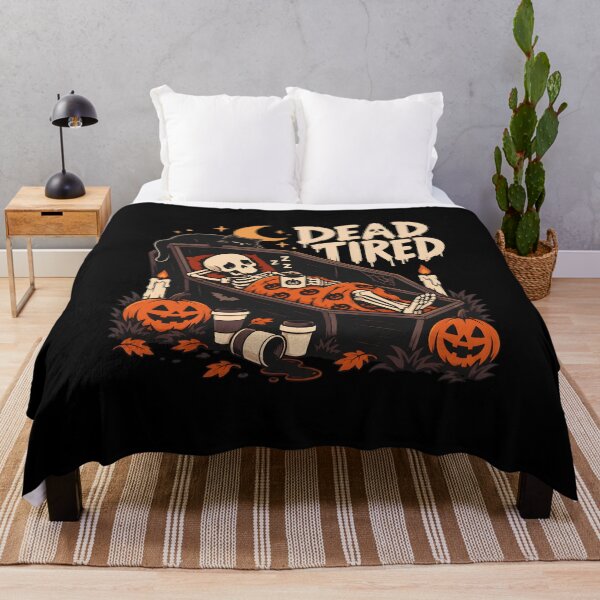 Item preview, Dead Tired Skeleton Coffin Halloween Coffee Nap Cat Art designed and sold by SoyLamderma.