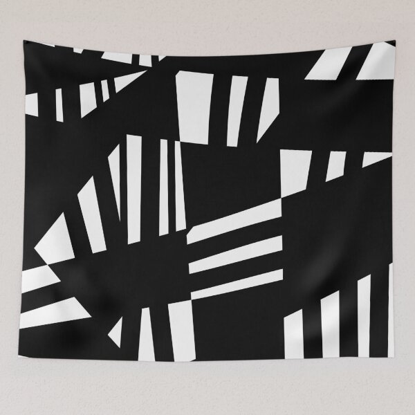 Item preview, Abstract black and white geometric and stripe shapes designed and sold by Renaldsrich.