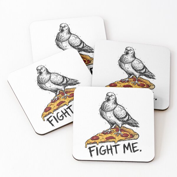 Item preview, "Fight Me" Pigeon on a Slice of Pizza | Funny NYC Bird Meme designed and sold by FitEnvy.