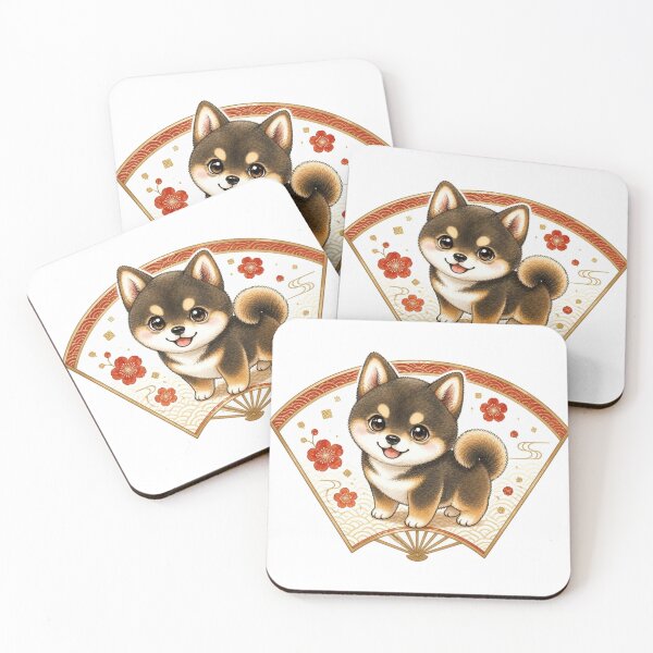 Item preview, Sesame Shiba Inu in Folding Fan Frame designed and sold by Kawaii Matcha Studio.