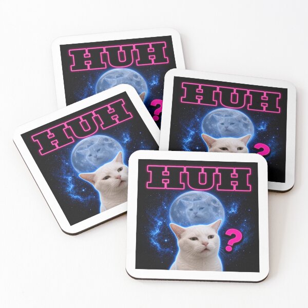Item preview, Huh Confused Cat Meme Neon Pink Galaxy Moon Funny Cat Design designed and sold by Designshopx.