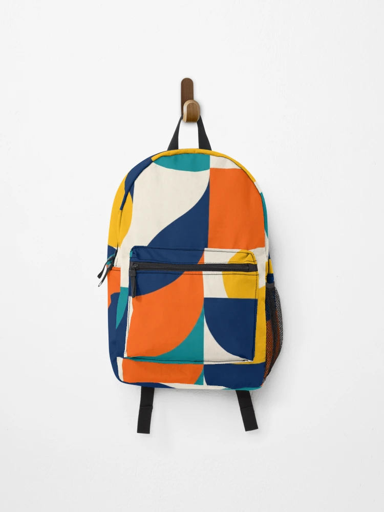 Thumbnail 1 of 3, Backpack, Retro Geometric Abstract Color Block Pattern designed and sold by ShivCraft Studio.