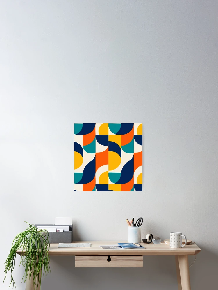 Thumbnail 2 of 3, Poster, Retro Geometric Abstract Color Block Pattern designed and sold by ShivCraft Studio.