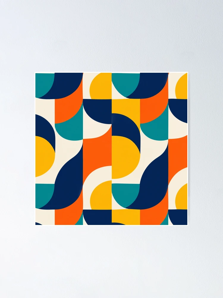 Thumbnail 1 of 3, Poster, Retro Geometric Abstract Color Block Pattern designed and sold by ShivCraft Studio.