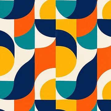 Artwork thumbnail, Retro Geometric Abstract Color Block Pattern by ShivCraft Studio