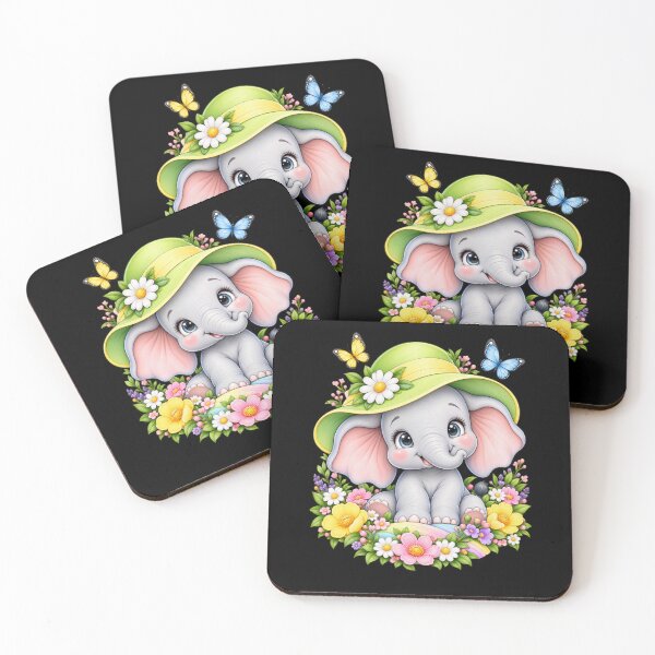 Item preview, Cute Elephant with a Hat and Butterflies Kids Elephant Performance T-Shirt designed and sold by Trendably.