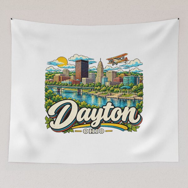 Item preview, Hand Drawn Dayton Ohio Travel Souvenir Landmark Gift designed and sold by MichaeIRellov.