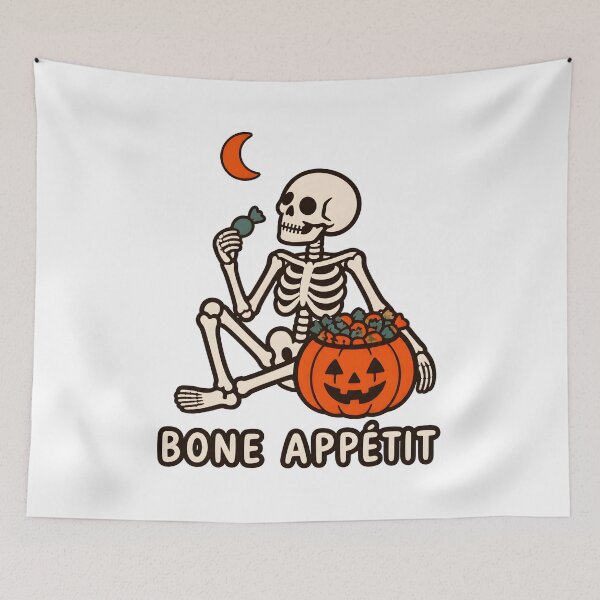 Item preview, Skeleton Eating Candy Halloween Bone Appetit designed and sold by SoyLamderma.